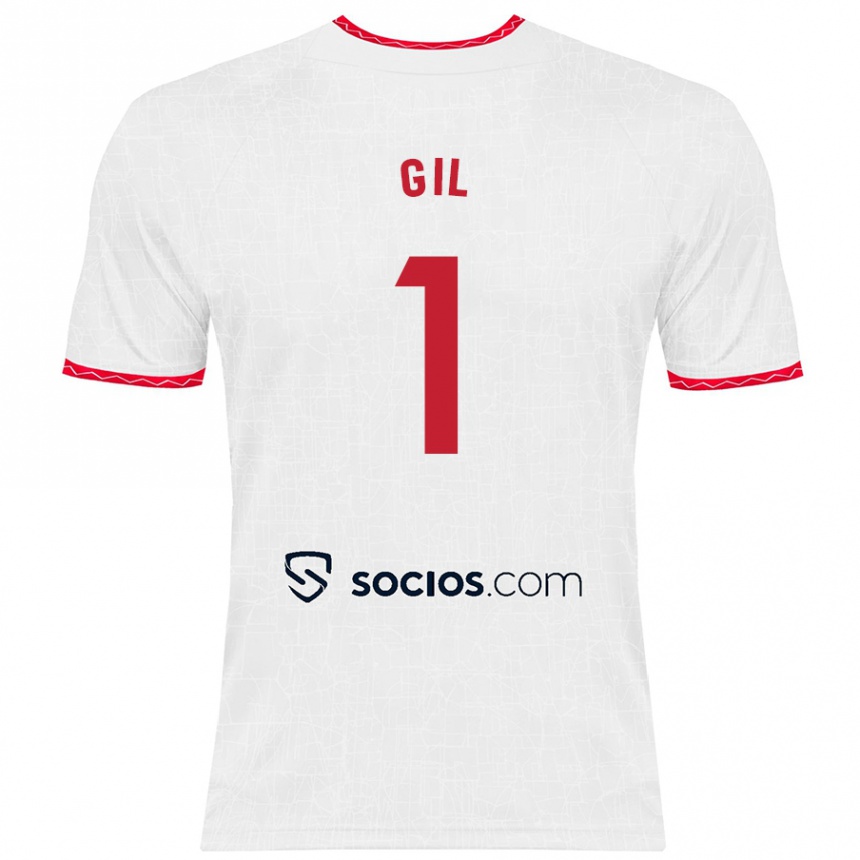 Niño Fútbol Camiseta David Gil #1 Blanco Rojo 1ª Equipación 2024/25 México