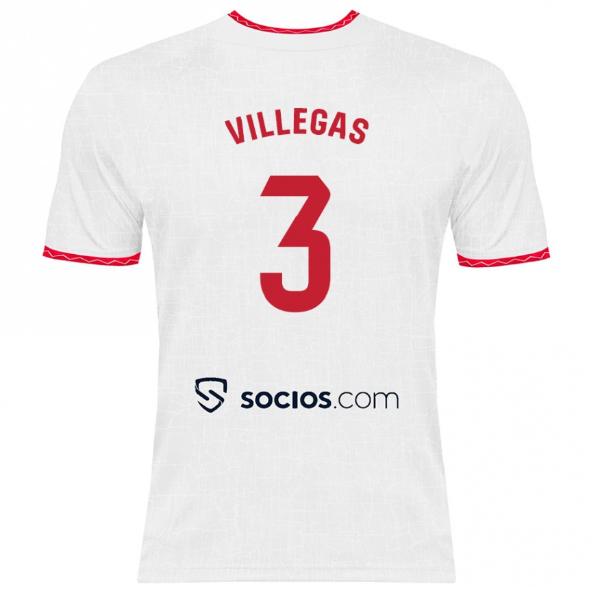 Niño Fútbol Camiseta Juancho Villegas #3 Blanco Rojo 1ª Equipación 2024/25 México