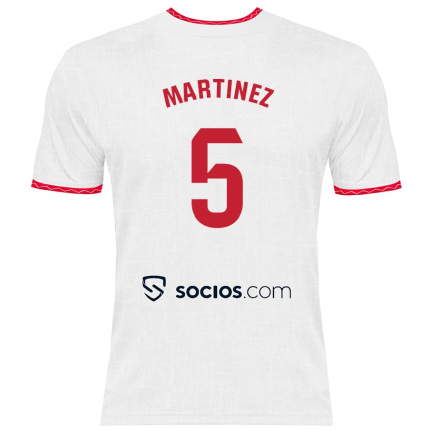 Niño Fútbol Camiseta Sergio Martínez #5 Blanco Rojo 1ª Equipación 2024/25 México