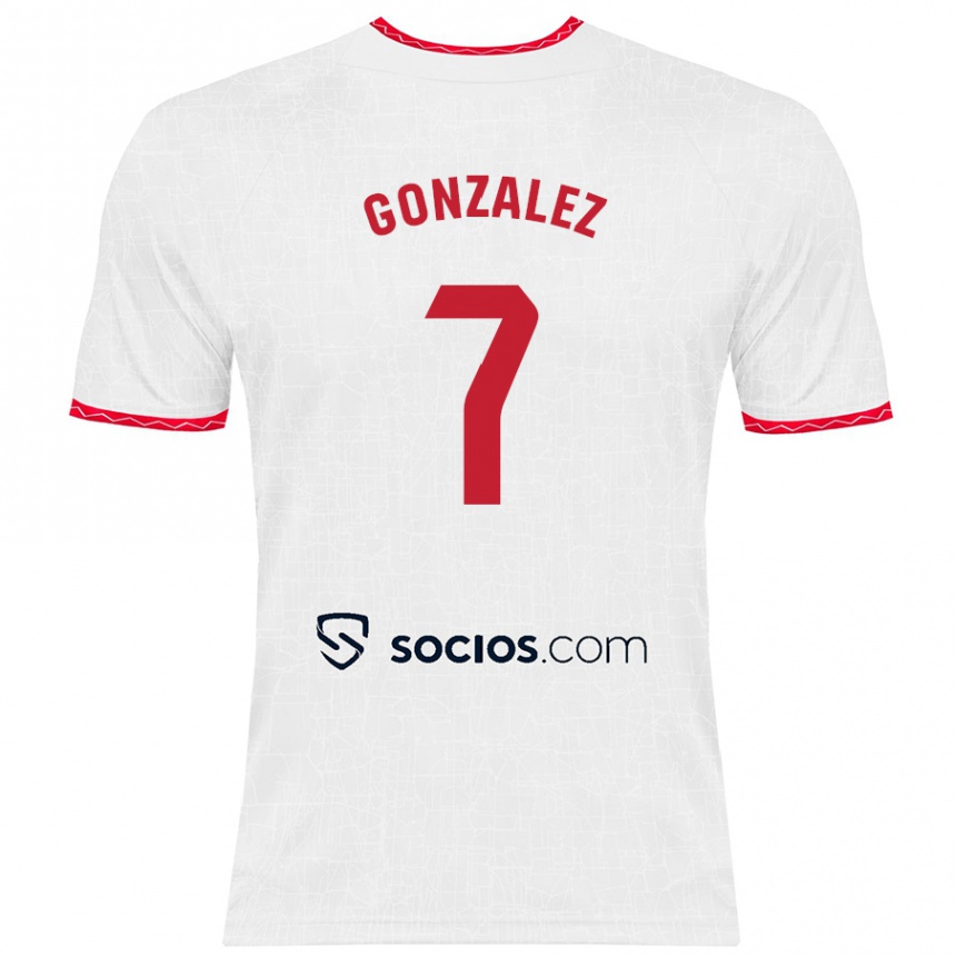 Niño Fútbol Camiseta Juan González #7 Blanco Rojo 1ª Equipación 2024/25 México