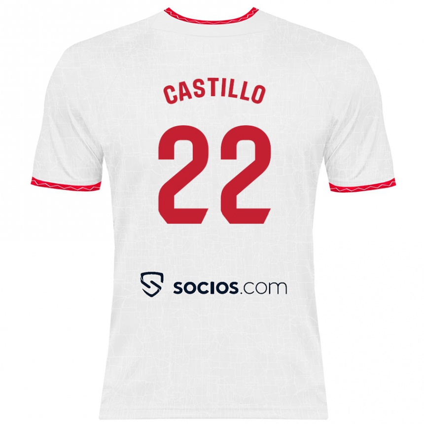 Niño Fútbol Camiseta José Castillo #22 Blanco Rojo 1ª Equipación 2024/25 México