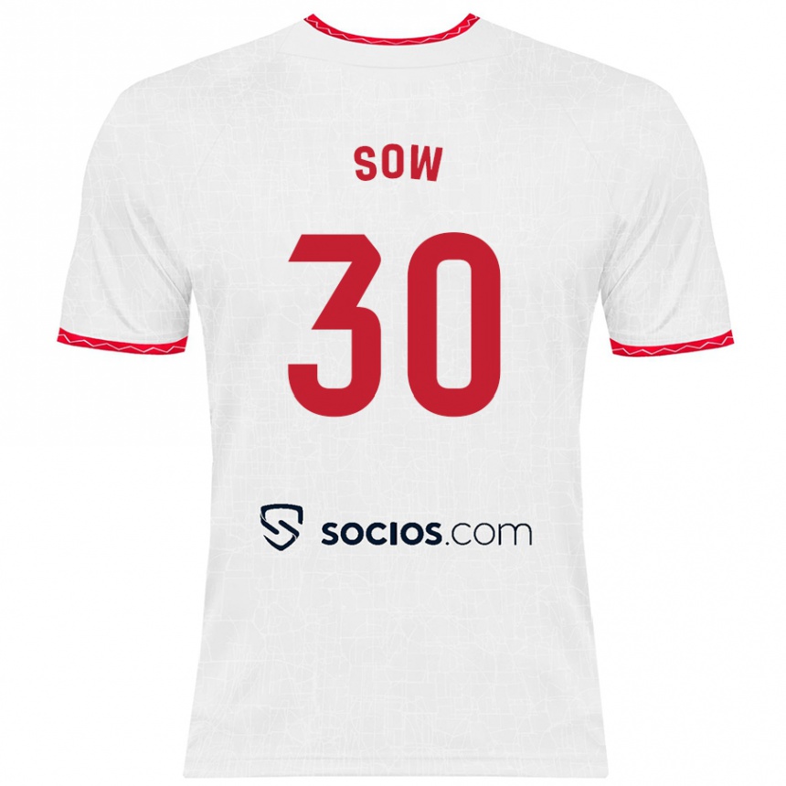 Niño Fútbol Camiseta Ibrahima Sow #30 Blanco Rojo 1ª Equipación 2024/25 México