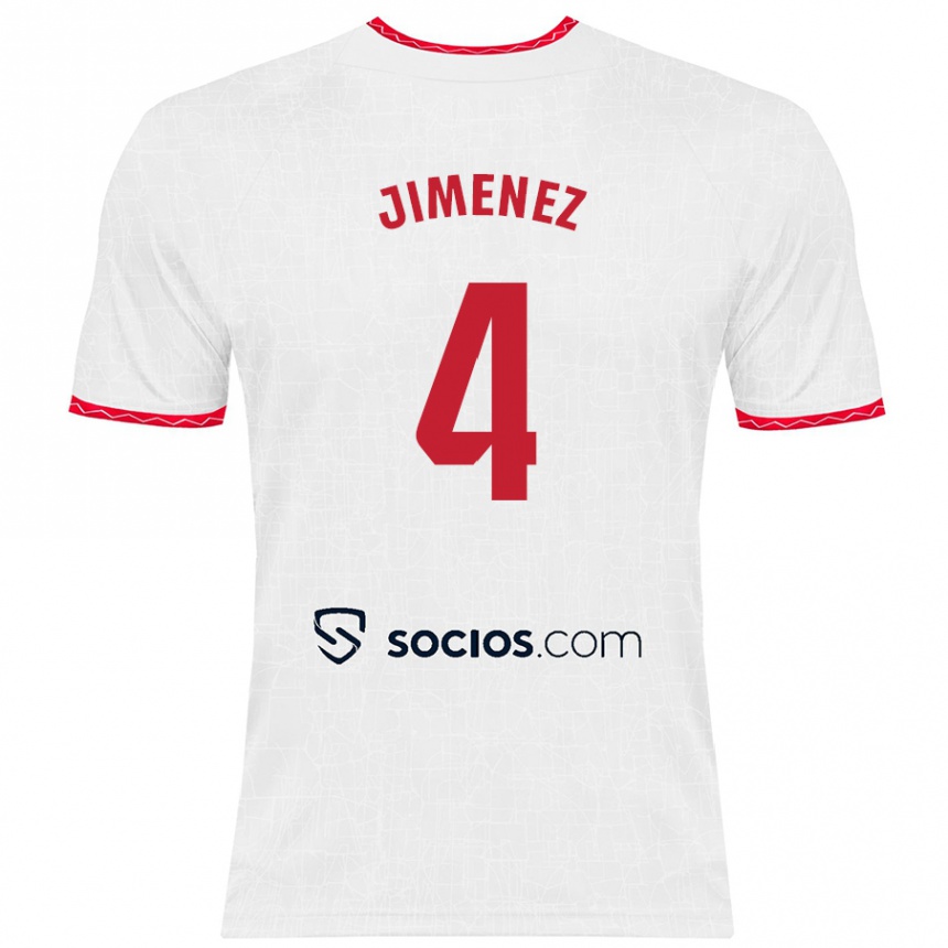 Niño Fútbol Camiseta Diego Jiménez #4 Blanco Rojo 1ª Equipación 2024/25 México