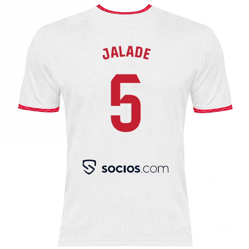 Niño Fútbol Camiseta Robert Jalade #5 Blanco Rojo 1ª Equipación 2024/25 México