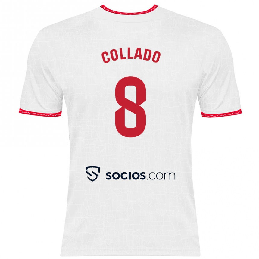 Niño Fútbol Camiseta Alberto Collado #8 Blanco Rojo 1ª Equipación 2024/25 México