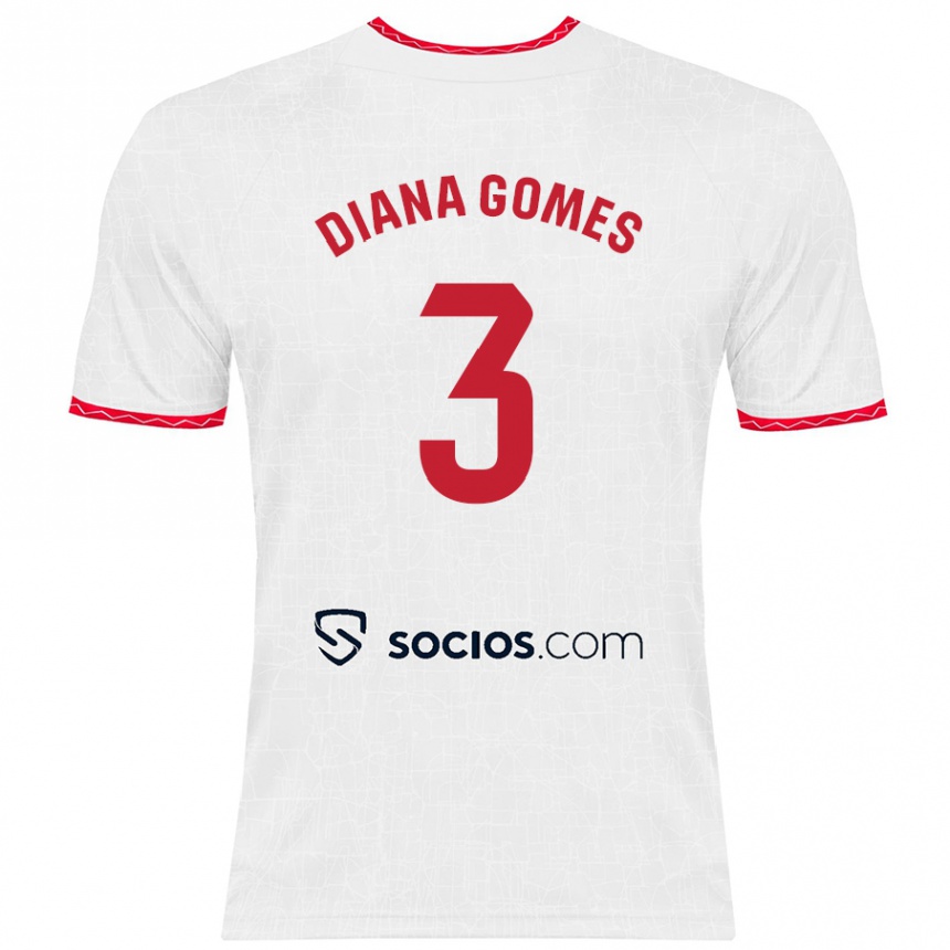 Niño Fútbol Camiseta Diana Catarina Ribeiro Gomes #3 Blanco Rojo 1ª Equipación 2024/25 México