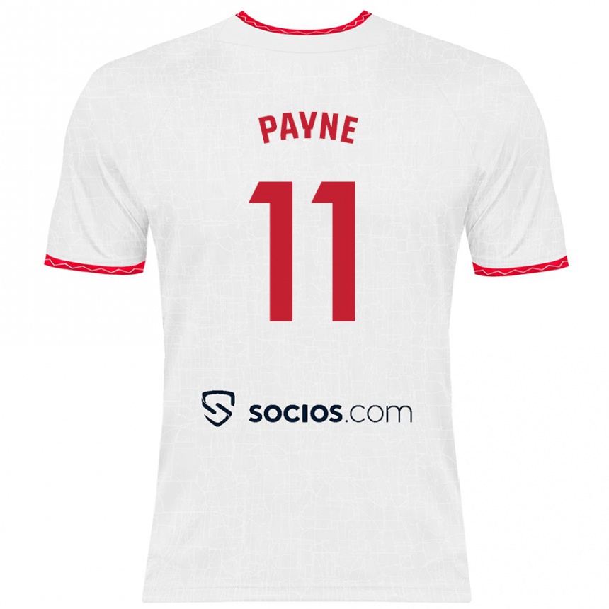 Niño Fútbol Camiseta Antionette Oyedupe Toni Payne #11 Blanco Rojo 1ª Equipación 2024/25 México