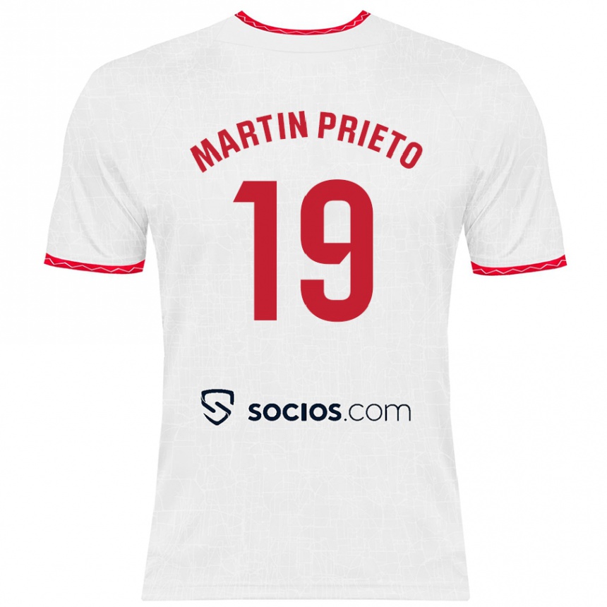 Niño Fútbol Camiseta Cristina Martín-Prieto Gutiérrez #19 Blanco Rojo 1ª Equipación 2024/25 México