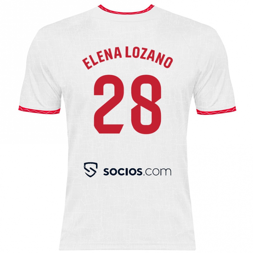 Niño Fútbol Camiseta Elena Lozano Gallego #28 Blanco Rojo 1ª Equipación 2024/25 México