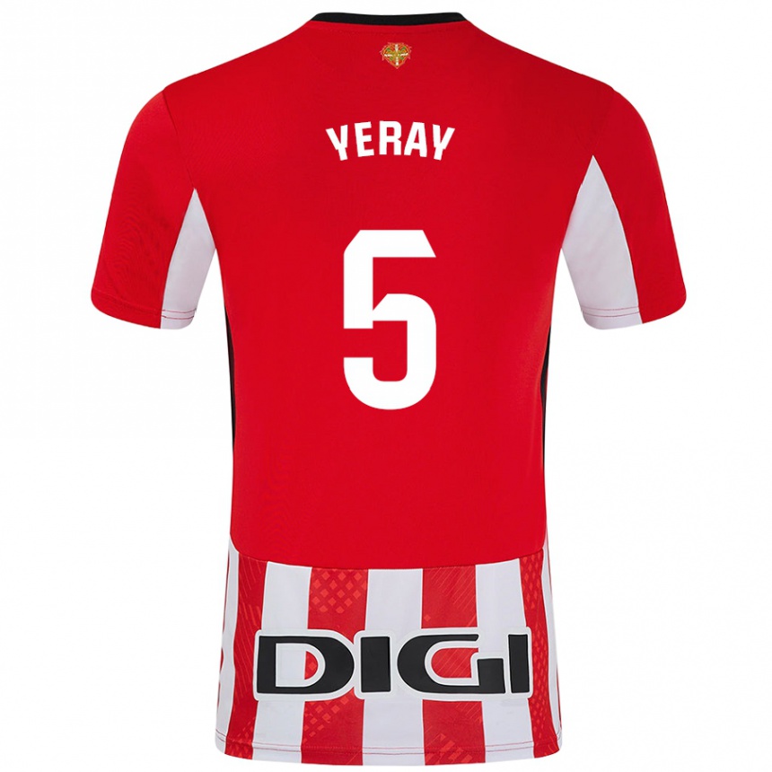 Niño Fútbol Camiseta Yeray Álvarez #5 Rojo Blanco 1ª Equipación 2024/25 México