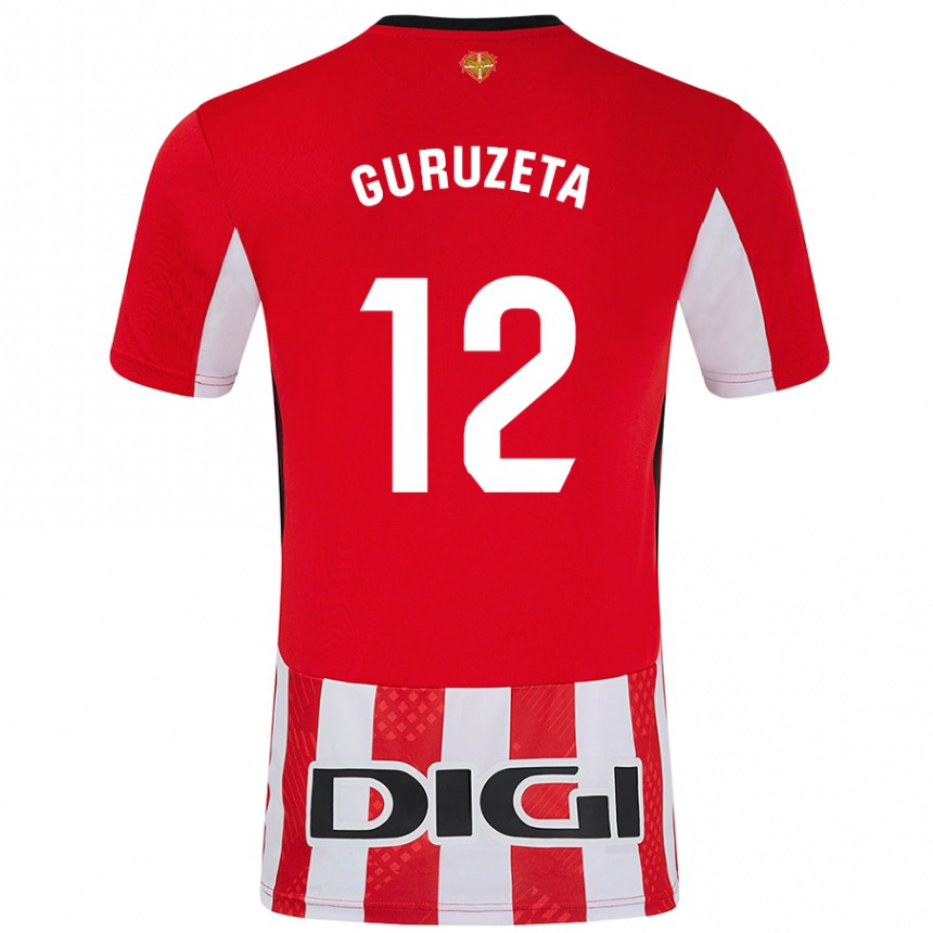 Niño Fútbol Camiseta Gorka Guruzeta #12 Rojo Blanco 1ª Equipación 2024/25 México