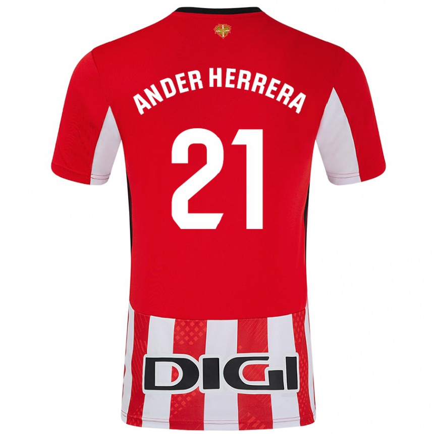 Niño Fútbol Camiseta Ander Herrera #21 Rojo Blanco 1ª Equipación 2024/25 México