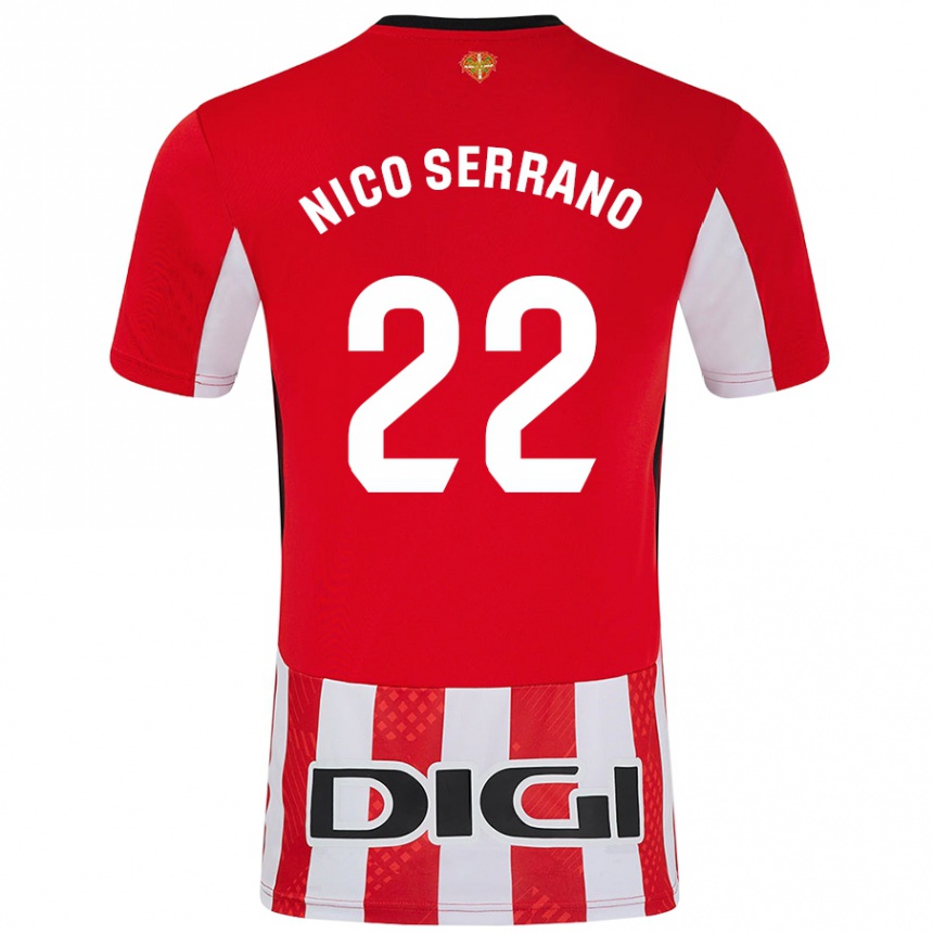 Niño Fútbol Camiseta Nico Serrano #22 Rojo Blanco 1ª Equipación 2024/25 México