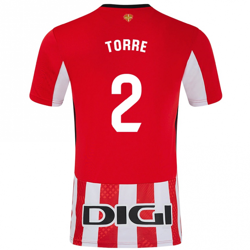 Niño Fútbol Camiseta Maddi Torre #2 Rojo Blanco 1ª Equipación 2024/25 México