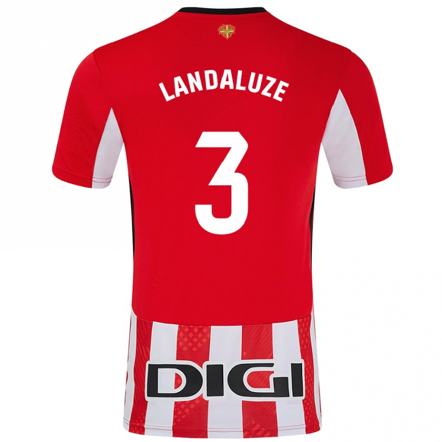 Niño Fútbol Camiseta Naia Landaluze Marquínez #3 Rojo Blanco 1ª Equipación 2024/25 México