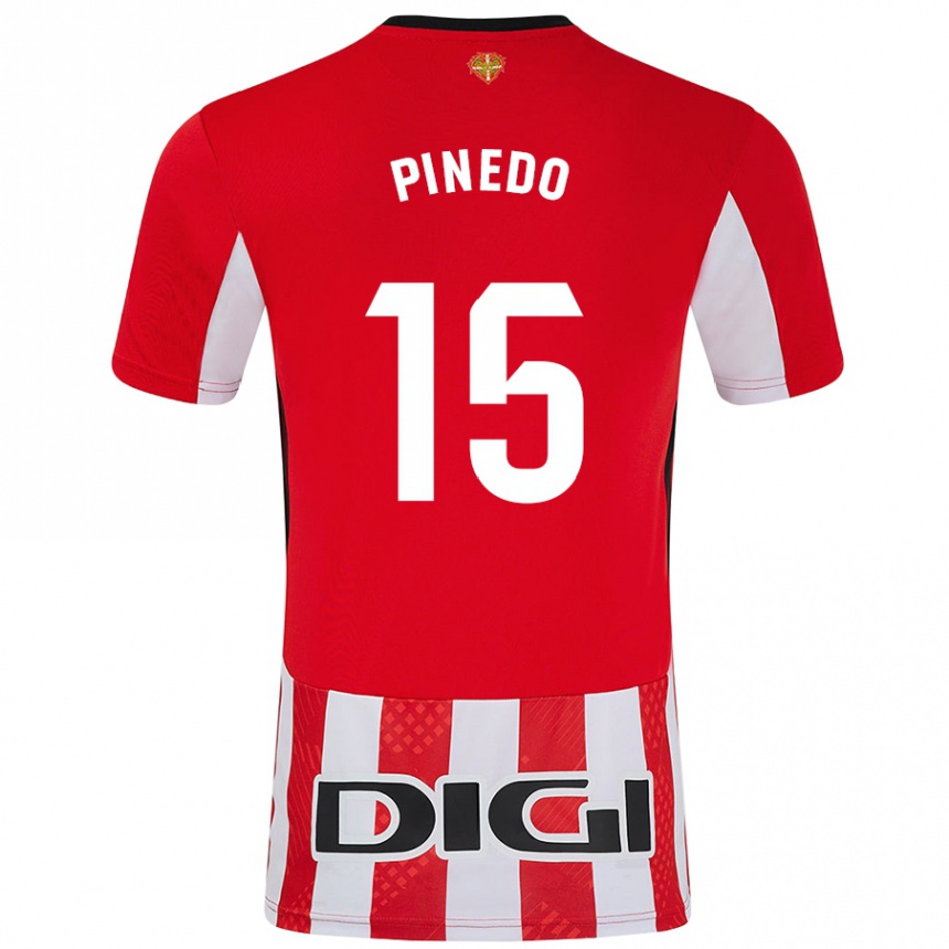 Niño Fútbol Camiseta Clara Pinedo Castresana #15 Rojo Blanco 1ª Equipación 2024/25 México