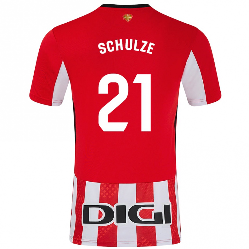 Niño Fútbol Camiseta Bibiane Schulze #21 Rojo Blanco 1ª Equipación 2024/25 México