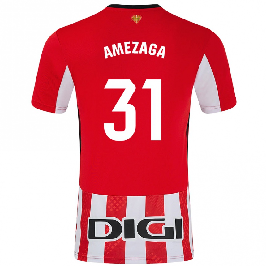 Niño Fútbol Camiseta Jone Amezaga #31 Rojo Blanco 1ª Equipación 2024/25 México