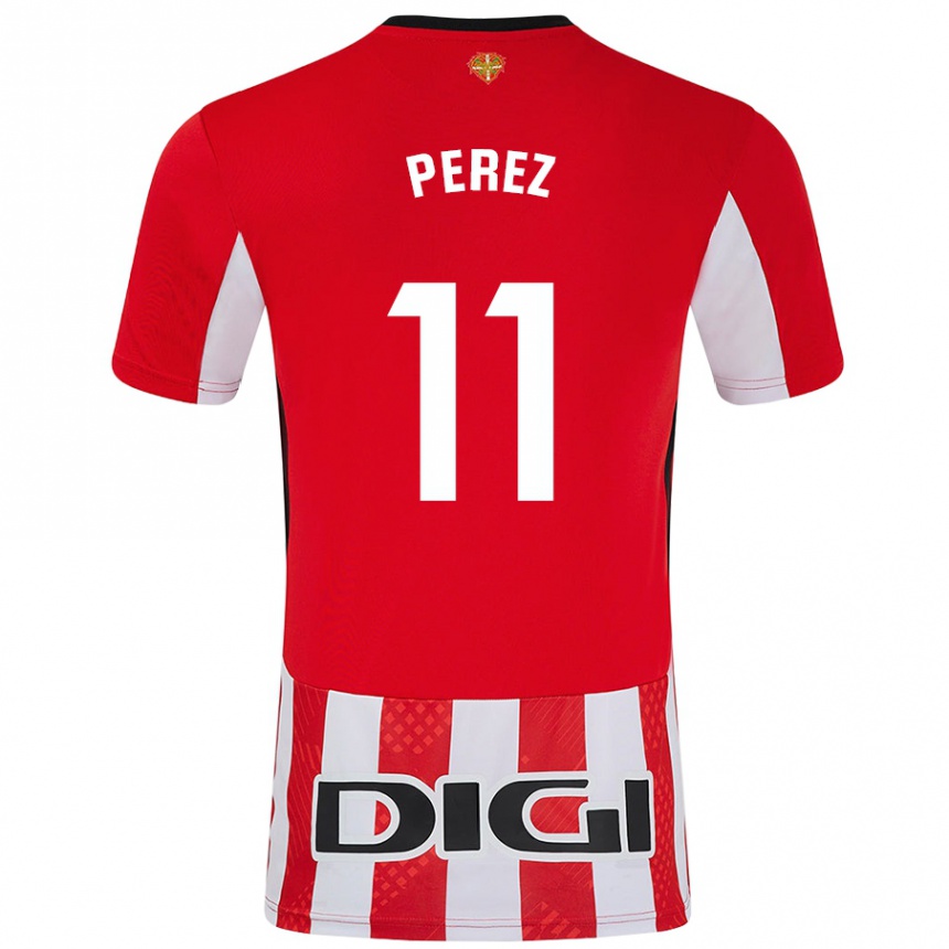 Niño Fútbol Camiseta Adrián Pérez #11 Rojo Blanco 1ª Equipación 2024/25 México