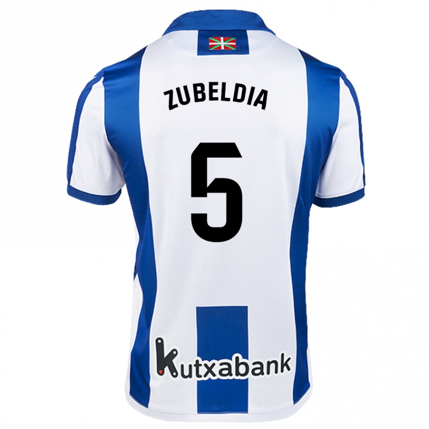 Niño Fútbol Camiseta Igor Zubeldia #5 Blanco Azul 1ª Equipación 2024/25 México