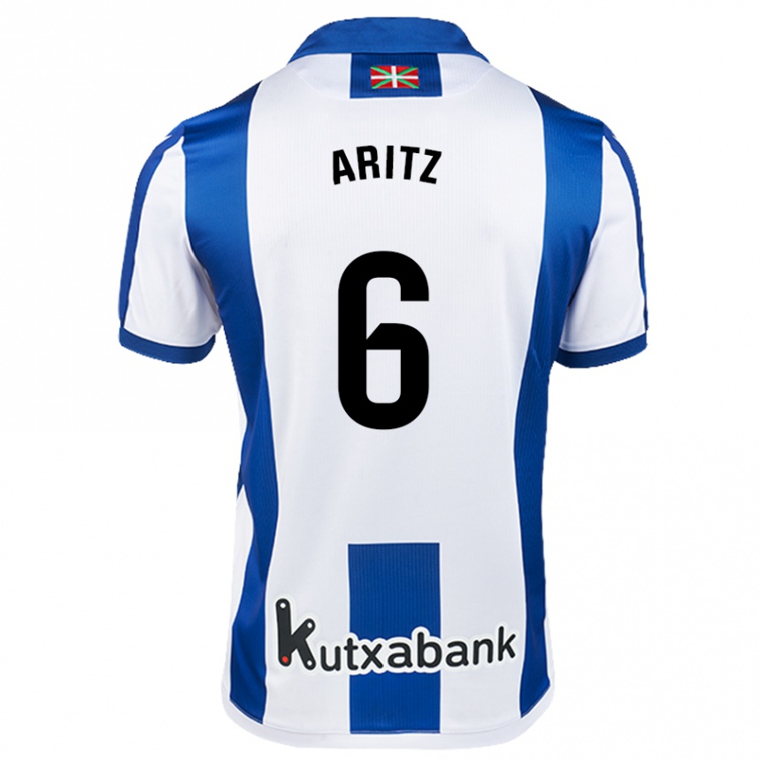 Niño Fútbol Camiseta Aritz Elustondo #6 Blanco Azul 1ª Equipación 2024/25 México