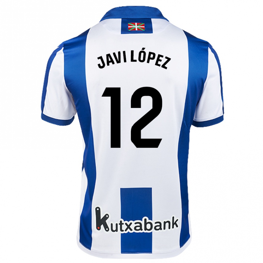 Niño Fútbol Camiseta Javi López #12 Blanco Azul 1ª Equipación 2024/25 México