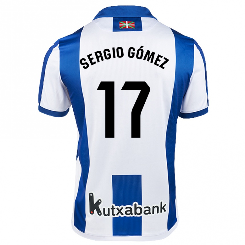 Niño Fútbol Camiseta Sergio Gómez #17 Blanco Azul 1ª Equipación 2024/25 México