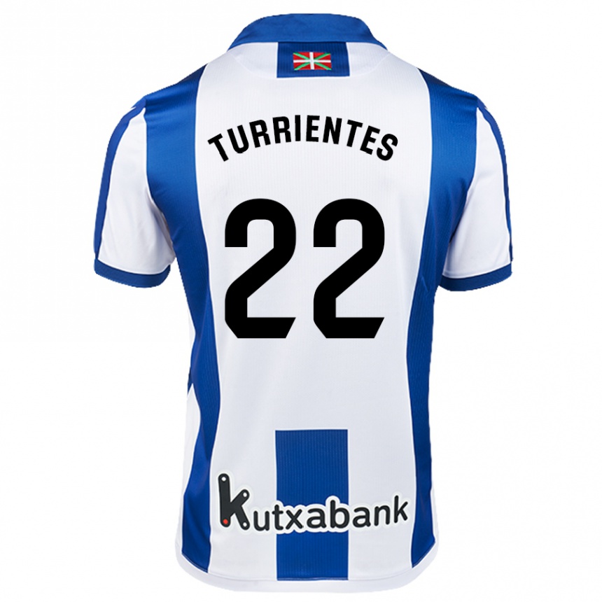 Niño Fútbol Camiseta Beñat Turrientes #22 Blanco Azul 1ª Equipación 2024/25 México