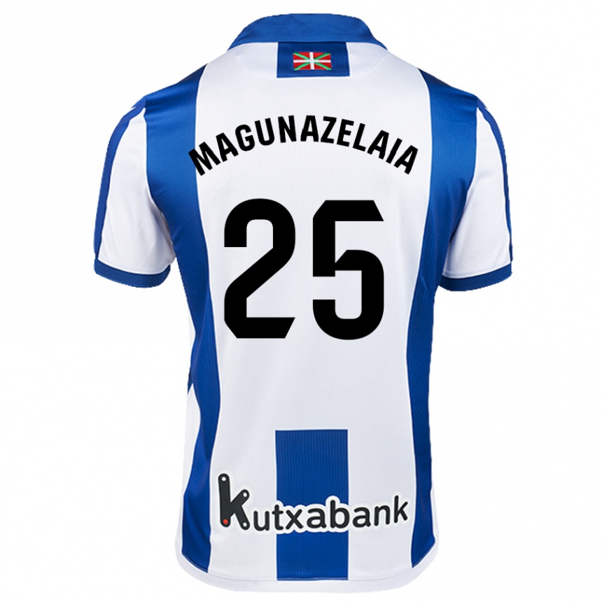 Niño Fútbol Camiseta Jon Magunazelaia #25 Blanco Azul 1ª Equipación 2024/25 México