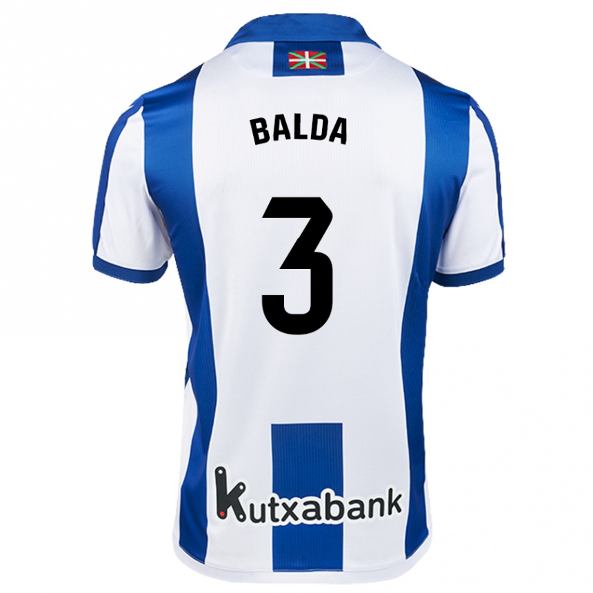 Niño Fútbol Camiseta Jon Balda #3 Blanco Azul 1ª Equipación 2024/25 México