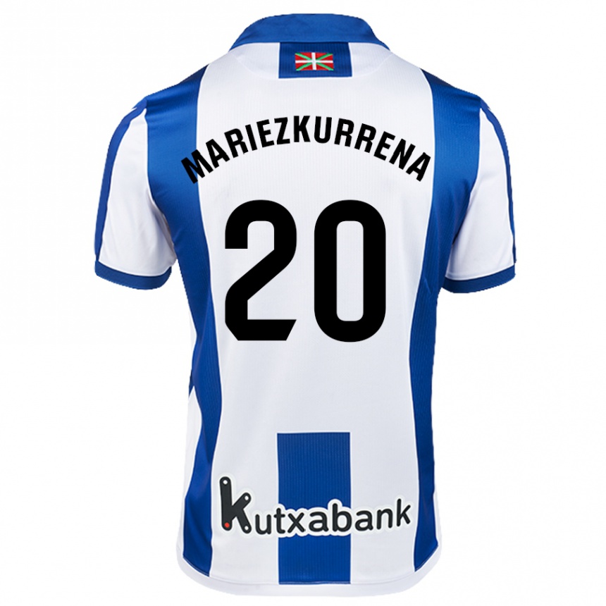 Niño Fútbol Camiseta Arkaitz Mariezkurrena #20 Blanco Azul 1ª Equipación 2024/25 México