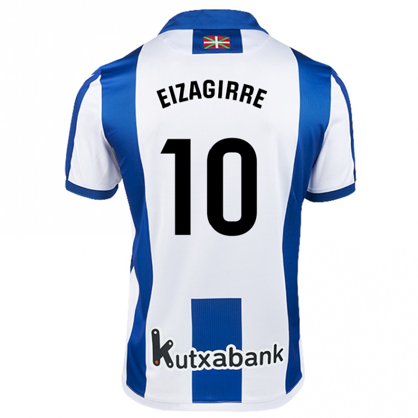 Niño Fútbol Camiseta Nerea Eizagirre Lasa #10 Blanco Azul 1ª Equipación 2024/25 México