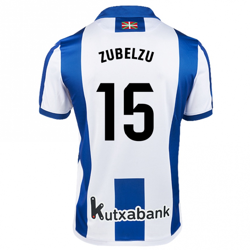 Niño Fútbol Camiseta Julen Zubelzu #15 Blanco Azul 1ª Equipación 2024/25 México