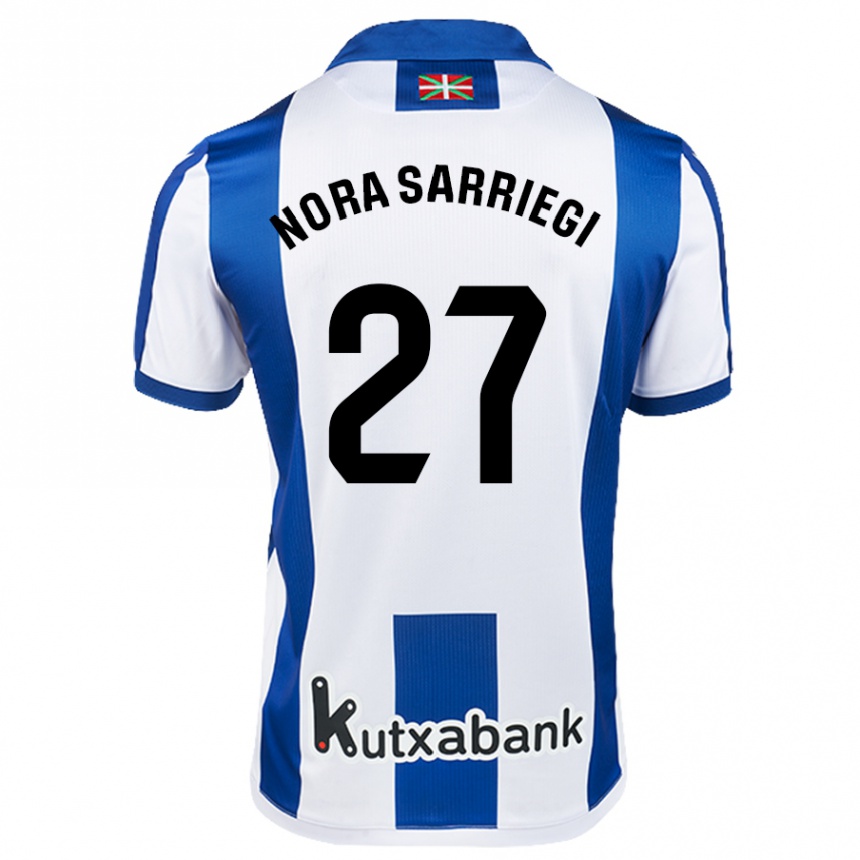 Niño Fútbol Camiseta Nora Sarriegi Galdos #27 Blanco Azul 1ª Equipación 2024/25 México