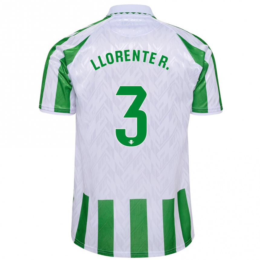 Niño Fútbol Camiseta Diego Llorente #3 Verde Rayas Blancas 1ª Equipación 2024/25 México