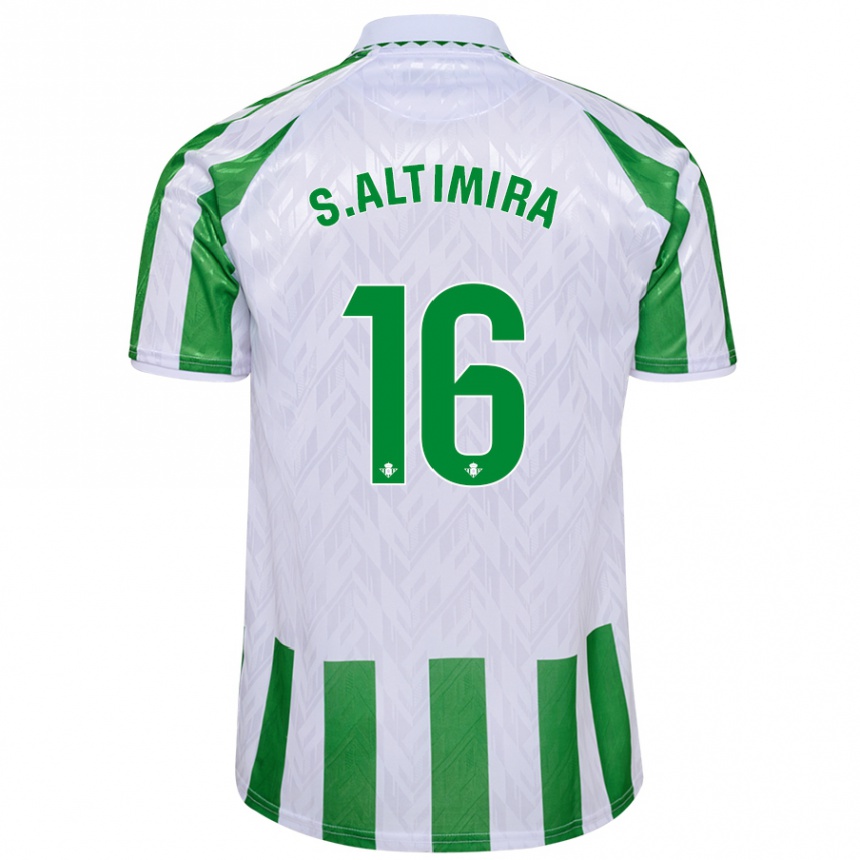 Niño Fútbol Camiseta Sergi Altimira #16 Verde Rayas Blancas 1ª Equipación 2024/25 México