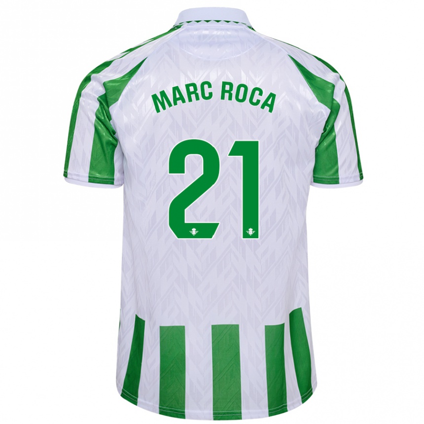 Niño Fútbol Camiseta Marc Roca #21 Verde Rayas Blancas 1ª Equipación 2024/25 México