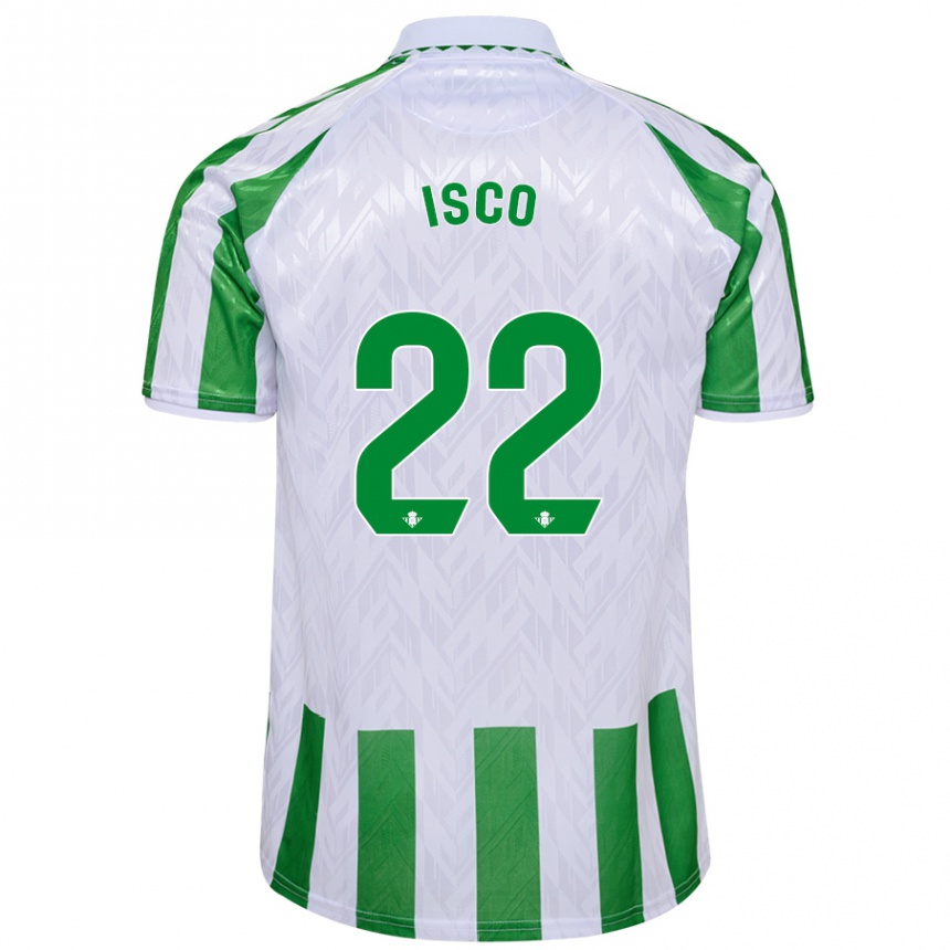 Niño Fútbol Camiseta Isco #22 Verde Rayas Blancas 1ª Equipación 2024/25 México