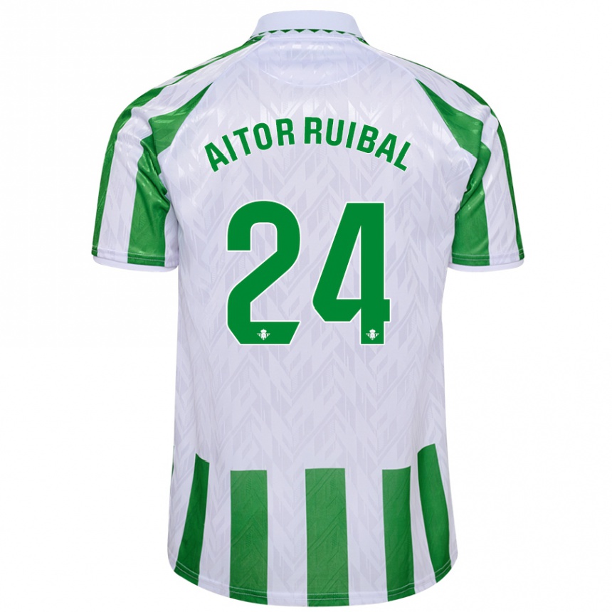 Niño Fútbol Camiseta Aitor Ruibal #24 Verde Rayas Blancas 1ª Equipación 2024/25 México