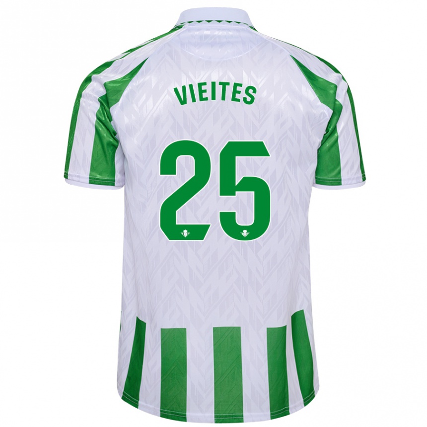 Niño Fútbol Camiseta Fran Vieites #25 Verde Rayas Blancas 1ª Equipación 2024/25 México