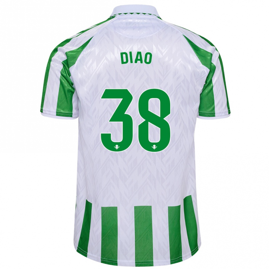 Niño Fútbol Camiseta Assane Diao #38 Verde Rayas Blancas 1ª Equipación 2024/25 México