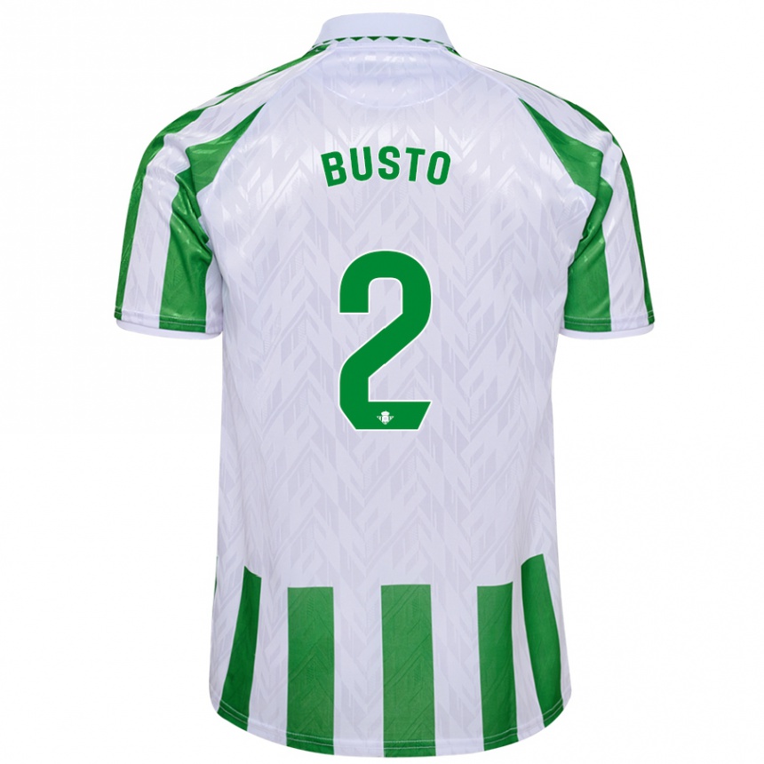 Niño Fútbol Camiseta Pablo Busto #2 Verde Rayas Blancas 1ª Equipación 2024/25 México