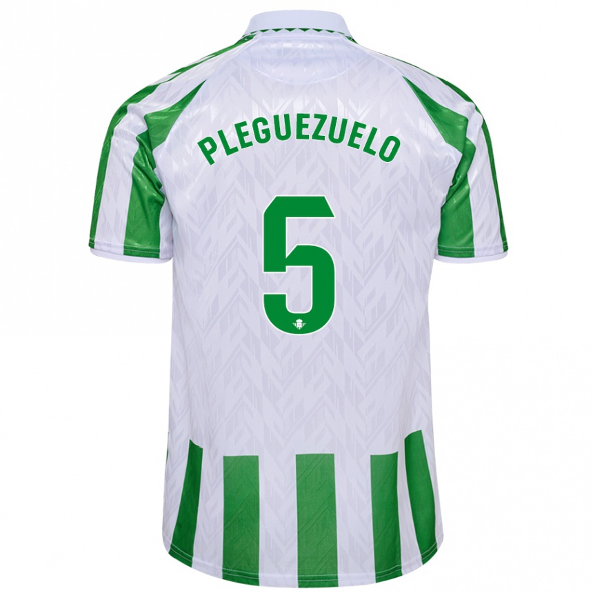 Niño Fútbol Camiseta Xavi Pleguezuelo #5 Verde Rayas Blancas 1ª Equipación 2024/25 México