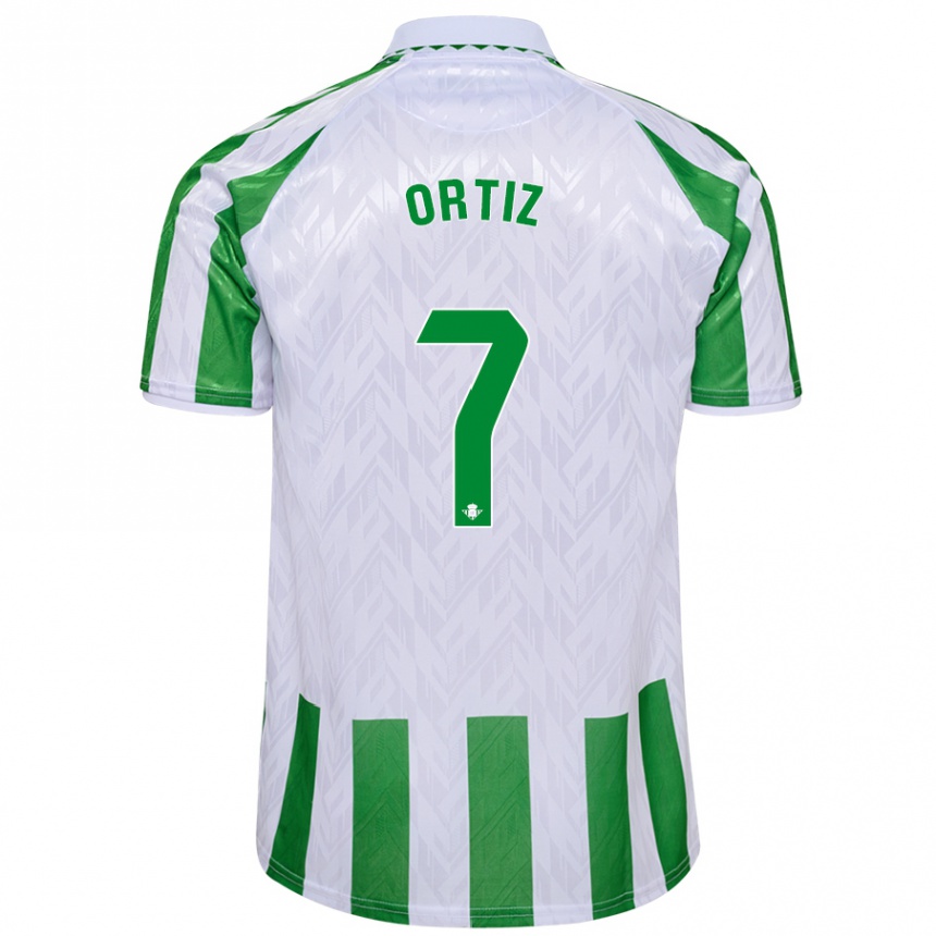 Niño Fútbol Camiseta Ángel Ortiz #7 Verde Rayas Blancas 1ª Equipación 2024/25 México