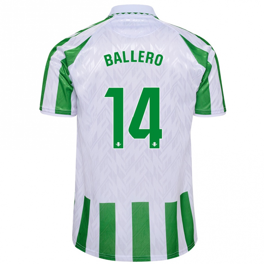 Niño Fútbol Camiseta Sander Ballero #14 Verde Rayas Blancas 1ª Equipación 2024/25 México