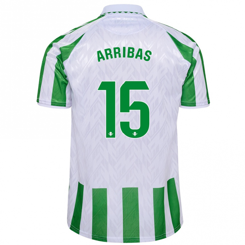 Niño Fútbol Camiseta Sergio Arribas #15 Verde Rayas Blancas 1ª Equipación 2024/25 México