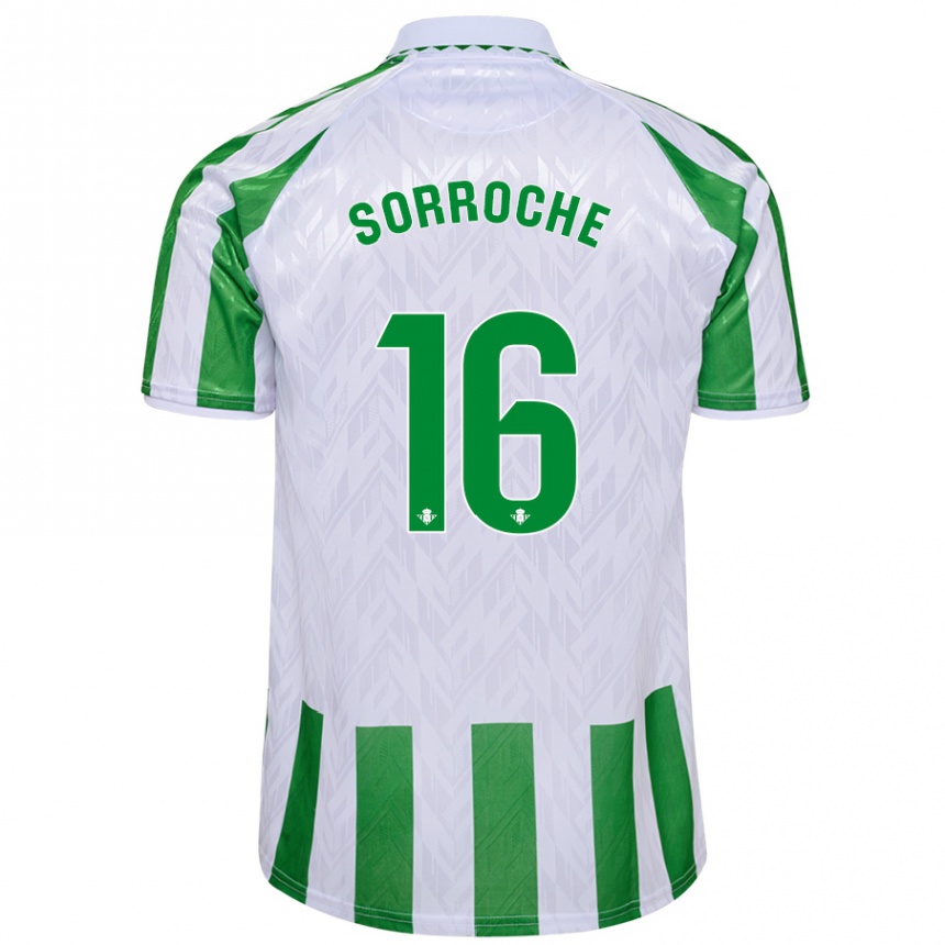 Niño Fútbol Camiseta Ginés Sorroche #16 Verde Rayas Blancas 1ª Equipación 2024/25 México