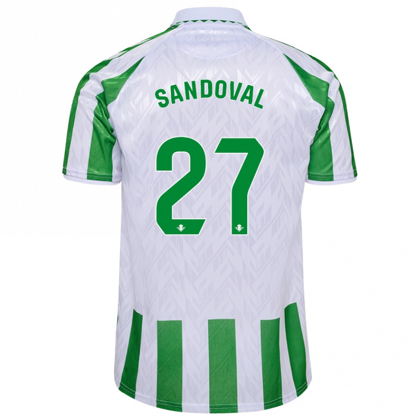 Niño Fútbol Camiseta Keimer Sandoval #27 Verde Rayas Blancas 1ª Equipación 2024/25 México