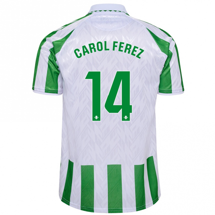 Niño Fútbol Camiseta Carolina Férez Méndez #14 Verde Rayas Blancas 1ª Equipación 2024/25 México