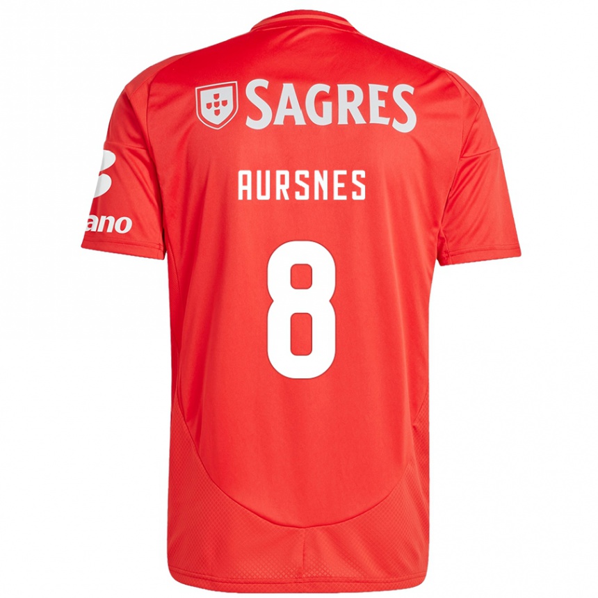 Niño Fútbol Camiseta Fredrik Aursnes #8 Rojo Blanco 1ª Equipación 2024/25 México